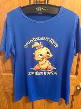 Women’s NEW Royal Blue Short Sleeve Tee with Duck Graphic SZ 1XL
